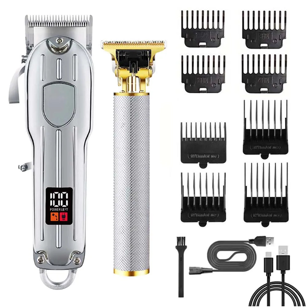Professional Hair Clipper and Trimmer Set Men Electric Razor Shavers Beard Trimmer Rechargeable Barber Clippers Haircut Kit