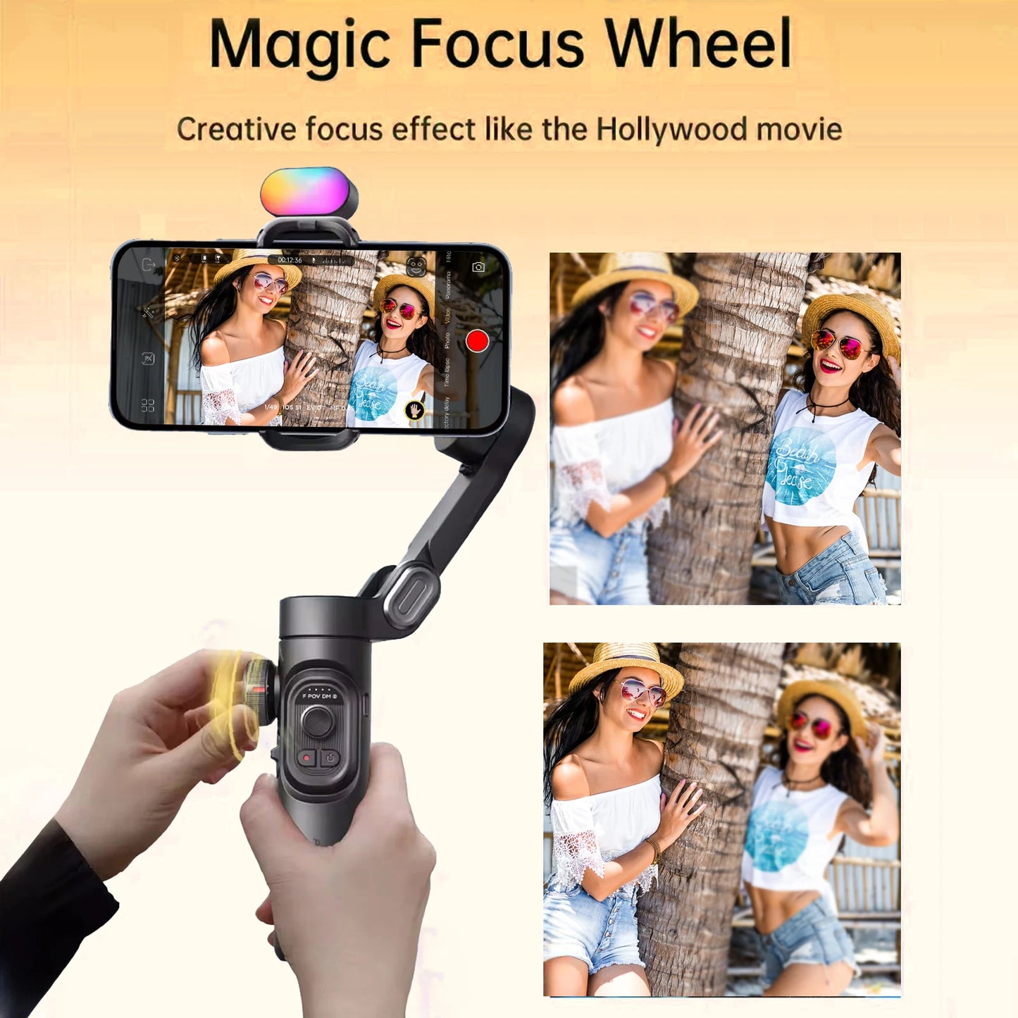 AOCHUAN Smart XE Kit Gimbal Stabilizer for Smartphone iPhone Video Recording Magnetic Fill Light 3-Axis Foldable Android Gimble